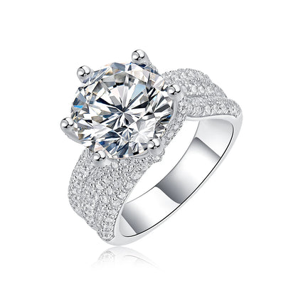 5CT Moissanite Engagement Ring S925 Silver with Round Brilliant Cut Stones and Claw Setting - Luxury Wedding or Proposal Jewelry