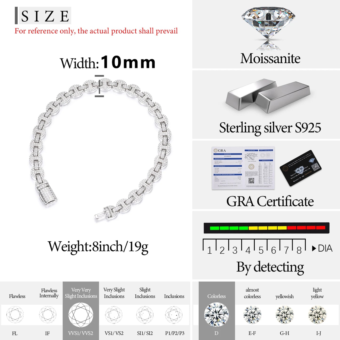 TUHE Unisex 925 Chains Necklaces D color VVS1 Moissanite With Certificate Cuban Chain For Men Women Hip Hop Jewelry Gift
