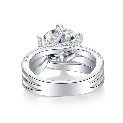 5CT Moissanite Engagement Ring S925 Silver with Round Brilliant Cut Stones and Claw Setting - Luxury Wedding or Proposal Jewelry