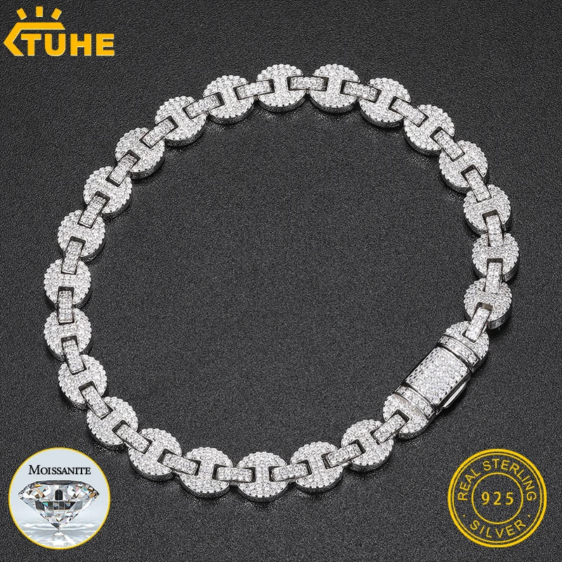 TUHE Unisex 925 Chains Necklaces D color VVS1 Moissanite With Certificate Cuban Chain For Men Women Hip Hop Jewelry Gift