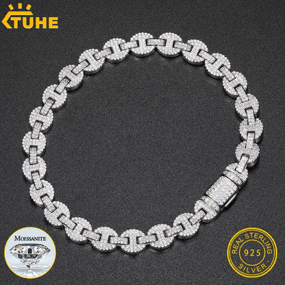 TUHE Unisex 925 Chains Necklaces D color VVS1 Moissanite With Certificate Cuban Chain For Men Women Hip Hop Jewelry Gift