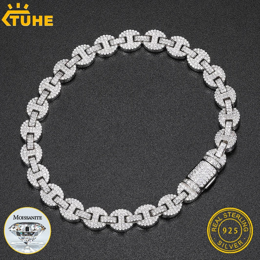 TUHE Unisex 925 Chains Necklaces D color VVS1 Moissanite With Certificate Cuban Chain For Men Women Hip Hop Jewelry Gift
