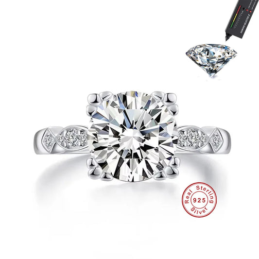 Personality Exquisite 925 Sterling Silver Round Moissanite Rings Wedding Anniversary Jewelry